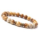 Pulseira de jaspe natural frisada com contas espaçadoras de latão