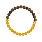 Pulseira de madeira de ágar natural com âmbar amarelo e prata 925