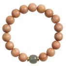Pulseira de madeira de pêssego selvagem natural com acento de jade hetiano Pulseira de madeira de pêssego selvagem natural com acento de jade hetiano
