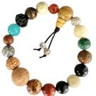Pulseira de madeira feita à mão de 18 peças com miçangas mistas Pulseira de madeira feita à mão de 18 peças com miçangas mistas