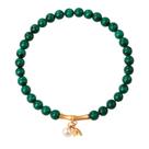 Pulseira de malaquita natural de 5 mm para mulheres com bambu