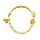 Pulseira de meia pulseira banhada a ouro para mulheres com flor de lótus