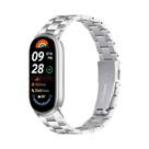 Pulseira De Metal Em Aço Inoxidável Para Xiaomi Mi Band 10 8 9, Bracelete De Três Elos