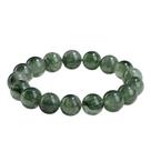 Pulseira de miçangas de quartzo rutilado verde natural de 9 mm para mulheres/homens