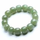 Pulseira de nefrite natural, jade, 16 mm, miçangas redondas, pato, verde ovo
