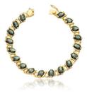 Pulseira De Ouro 10k Puro Pedras Verdes Fecho Gaveta Pl01
