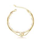 Pulseira de Ouro 18k Banhado com Pérolas - Acessório Clássico com Charme Floral Pulseira de Ouro 18k Banhado com Pérolas - Acessório Clássico com Charme Floral