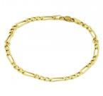 Pulseira de Ouro 18K Fígaro 3 x 1 21cm 3,0mm a 4,5mm (fina)