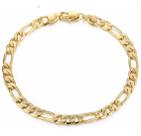 Pulseira de Ouro 18K Fígaro 3 x 1 21cm 8,5mm a 11mm (Grossa)