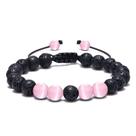 Pulseira de pedra de lava e quartzo rosa para cura e equilíbrio Pulseira de pedra de lava e quartzo rosa para cura e equilíbrio