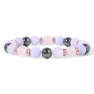 Pulseira de pedra natural frisada com espaçadores em ouro rosa azul/preto
