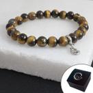 Pulseira De Pedra Natural Marrom Olho De Tigre Forte Proteção Favorito
