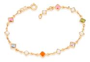 Pulseira De Pedras Coloridas Com Pérolas Si 550672