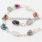 Pulseira de Pedras Mistas na Gaiola com Banho Prateado - Atacado