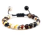 Pulseira de pérola de ágata roxa com cordão ajustável 18g