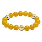 Pulseira de pérolas de ágata amarela de 10 mm para homens e mulheres Pulseira de pérolas de ágata amarela de 10 mm para homens e mulheres