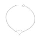 Pulseira de Prata 925 Aro Coração Vazado