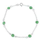 Pulseira De Prata 925 Feminina 18Cm Pedra Verde Zircônia