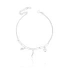 Pulseira de Prata 925 Feminina 19cm Delicada Com Pimenta Lua e Coração de Prata Italiana
