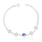 Pulseira de Prata 925 Zircônia Azul Safira e Concha Pulseira de Prata 925 Zircônia Azul Safira e Concha