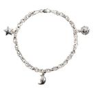 Pulseira de Prata 950 com Berloques Estrela Lua e Sol Pulseira de Prata 950 com Berloques Estrela Lua e Sol