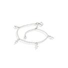 Pulseira De Prata Cadeado Elo Longo Com 5 Cruz Facetada 18cm