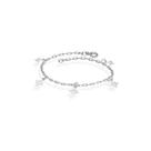 Pulseira De Prata Cadeado Elo Longo Com 5 Estrelas Estampadas 18cm