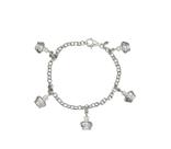 Pulseira de Prata Delicada Berloques Coroa Rainha Estrelas
