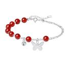 Pulseira de prata esterlina 925 com ágata vermelha para mulheres Pulseira de prata esterlina 925 com ágata vermelha para mulheres