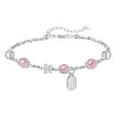 Pulseira de prata esterlina 925 com contas de quartzo e morango Pulseira de prata esterlina 925 com contas de quartzo e morango