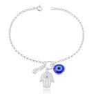 Pulseira de Prata Patuá Mão de Fátima