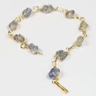 Pulseira de Quartzo Azul em Gaiola com Banho Dourado - 5 Unidades
