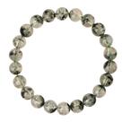 Pulseira de quartzo fantasma verde natural de 8 mm com miçangas redondas