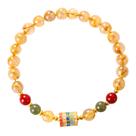 Pulseira de quartzo rutilado natural com roda de oração de mantra