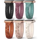 Pulseira de relógio AMSKY Slim Floral Gravada em Silicone, Pacote com 6, 40-49 mm
