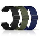 Pulseira de relógio DaQin 18 mm de nylon ajustável, pacote com 3 unidades, preta, azul, verde