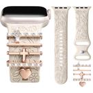 Pulseira de relógio DaQin Flower gravada com pingentes para Apple 44 mm