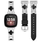 Pulseira de relógio em couro Shesyuki para Fitbit Versa 4/3 e Sense 2
