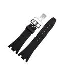 Pulseira de relógio Finjin R Silicone 28 mm com fivela borboleta preta