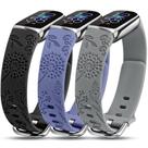 Pulseira de relógio Minyee com gravura floral de silicone Fitbit Luxe, pacote com 3