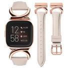 Pulseira de relógio Minyee Leather compatível com Fitbit Versa 2 para mulheres