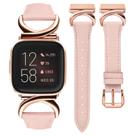 Pulseira de relógio Minyee Leather compatível com Fitbit Versa 2 rosa