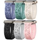 Pulseira de relógio Odbeai Cute Floral Gravada em Silicone, Pacote com 6 Unidades Femininas