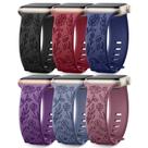 Pulseira de relógio SNBLK em silicone com gravação floral, pacote com 6, 40-49 mm