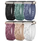 Pulseira de relógio SNBLK Floral Gravada em Silicone Sport, pacote com 6, 38-49 mm
