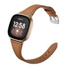 Pulseira de reposição de couro para Fitbit Versa 4 - marrom/prata