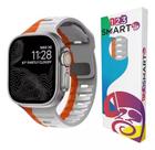 Pulseira De Silicone Esportiva Mariner Compativel Com Watch Ultra 1 2 e 3 49mm Iwatch 10 9 8 7 6 5 4 3 2 1 44mm 45mm 46mm 49mm Laranja Com Cinza