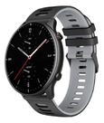 Pulseira De Silicone Esportiva Para Amazfit GTR 2 Preto com cinza - 123smart