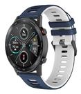 Pulseira De Silicone Esportiva Para GTR 2 / Gtr2e - Cor Azul marinho Com branco