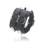 Pulseira de Spike duas fileiras em couro com espinhos rock gotico estiloso